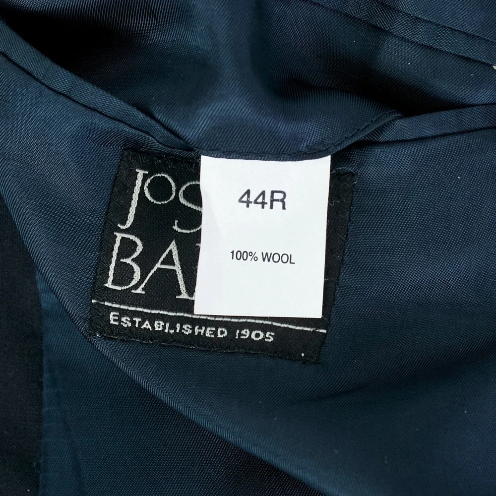 Jos‎ A Bank 44R Navy Blue + Gold Buttons Wool Blazer Sport Coat Suit Jacket